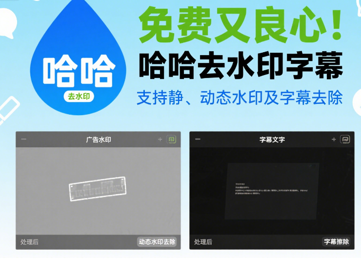 “哈哈去水印字幕”：免费二创神器来袭！