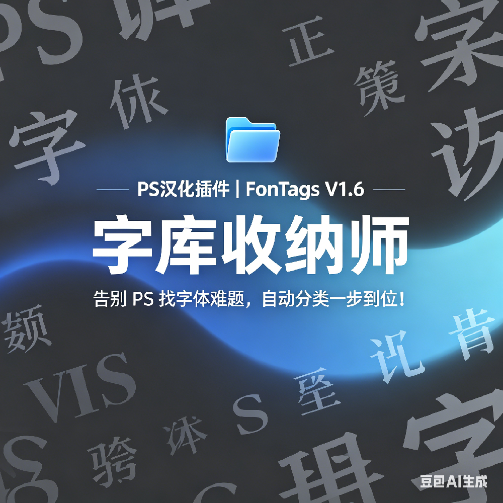 PS汉化插件｜FonTags V1.6 字库收纳师，告别 PS 找字体难题，自动分类一步到位！